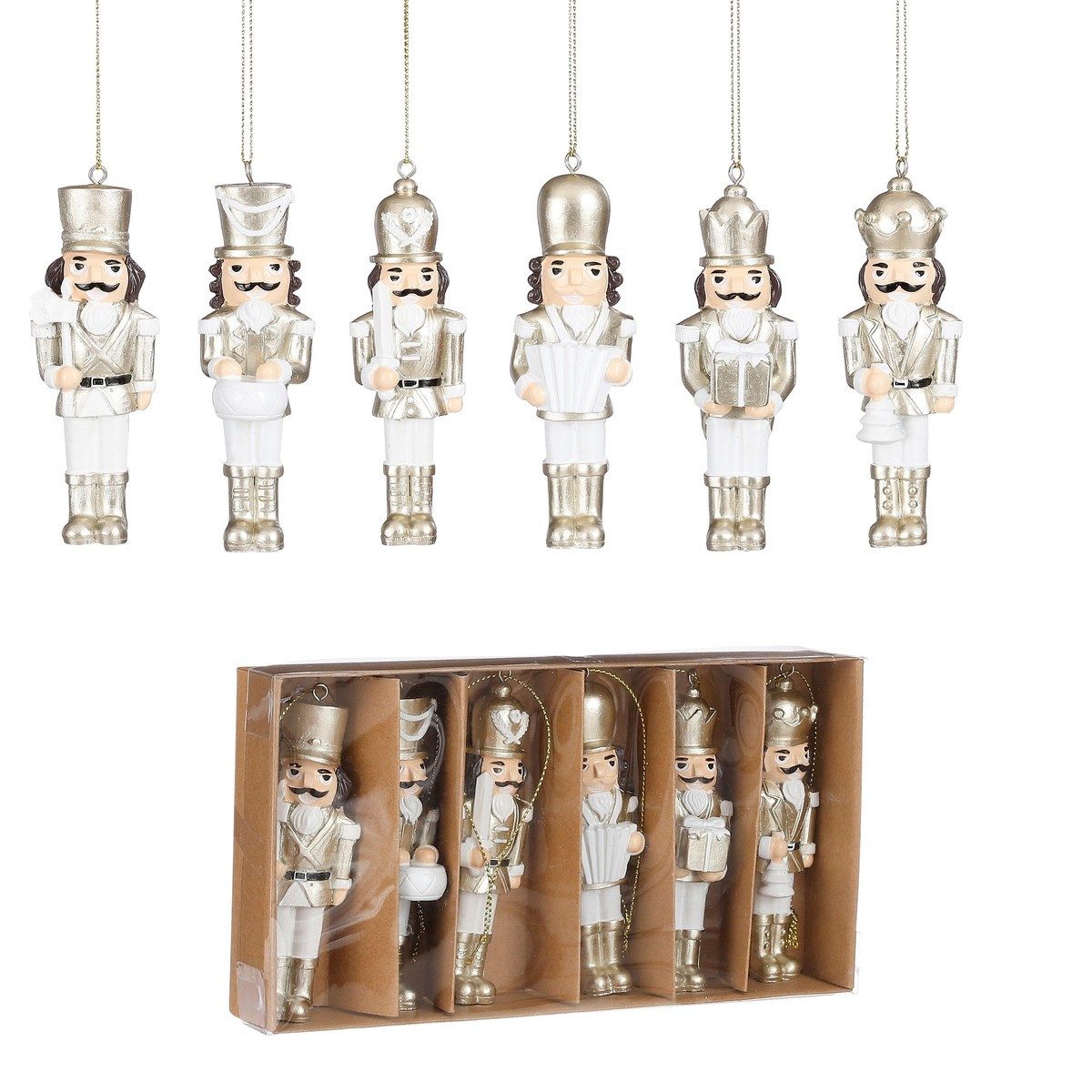 Mica Decorations Weihnachtsbaumkugel Mica Decorations Ornament Nussknacker gold 6 Stueck - l4xw2xh10,5cm