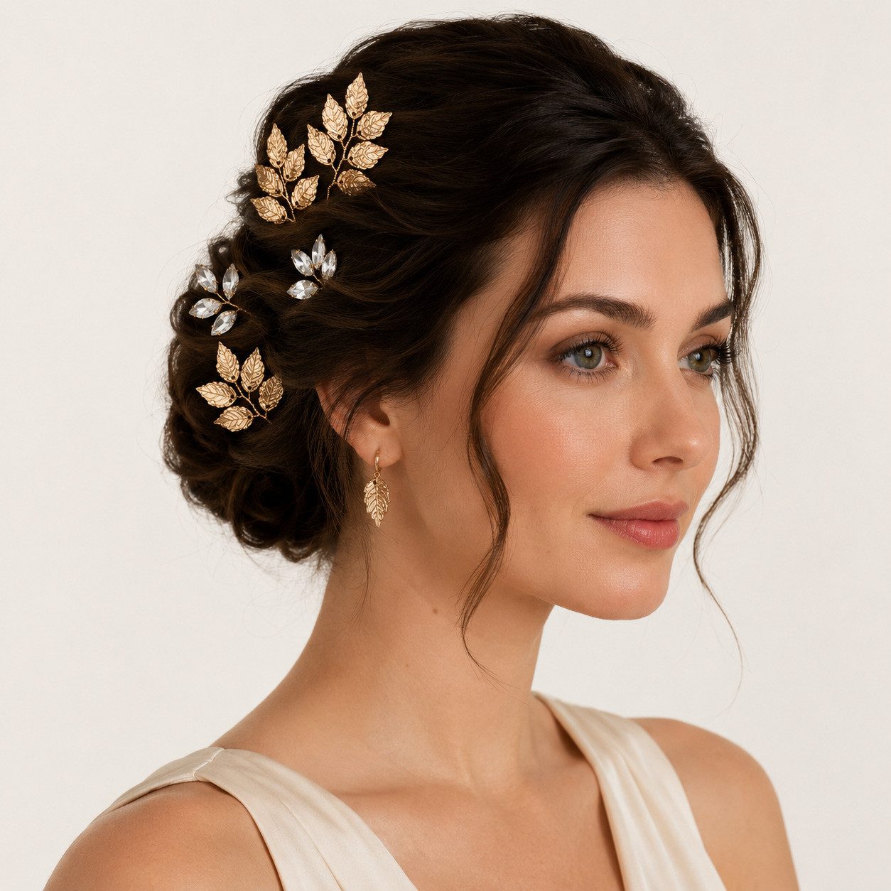 MOPUEA Haarstyling-Set Haarnadeln Damen Strass Haarschmuck Blatt Hochzeit Braut Set