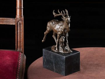 Aubaho Skulptur Bronze röhrender Hirsch Bronzeskulptur Figur Skulptur Jäger Jagd sculp