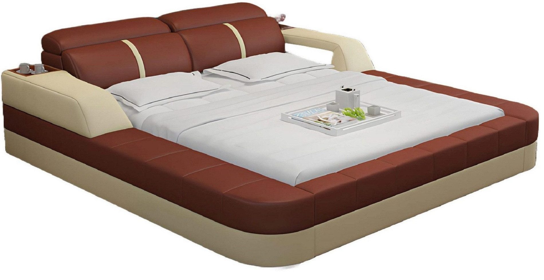 Xlmoebel Lederbett Luxus Polsterbett aus Leder mit USB-Anschluss und modernem Design (Bett "LB8823), Hergestellt in Europa