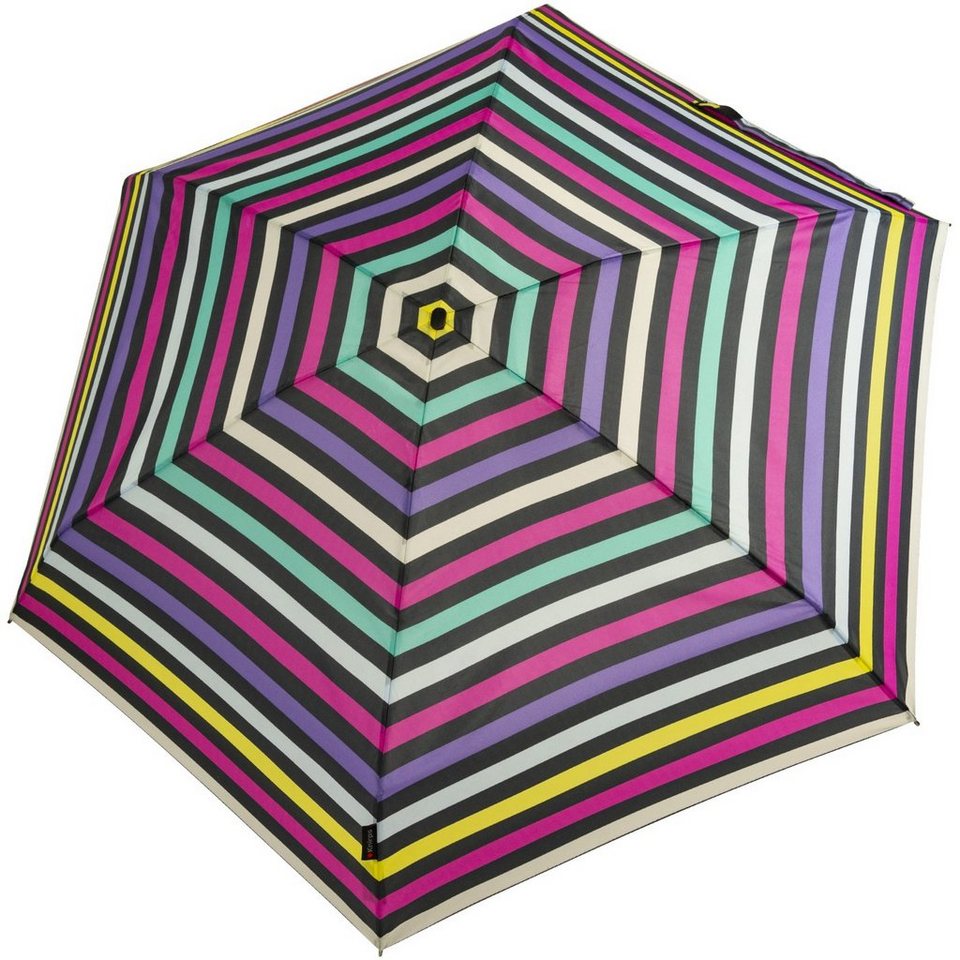 Knirps® Taschenregenschirm Mini-Damen-Schirm Travel - flora multicolor,  klein, leicht und flach, mit UV-Schutz
