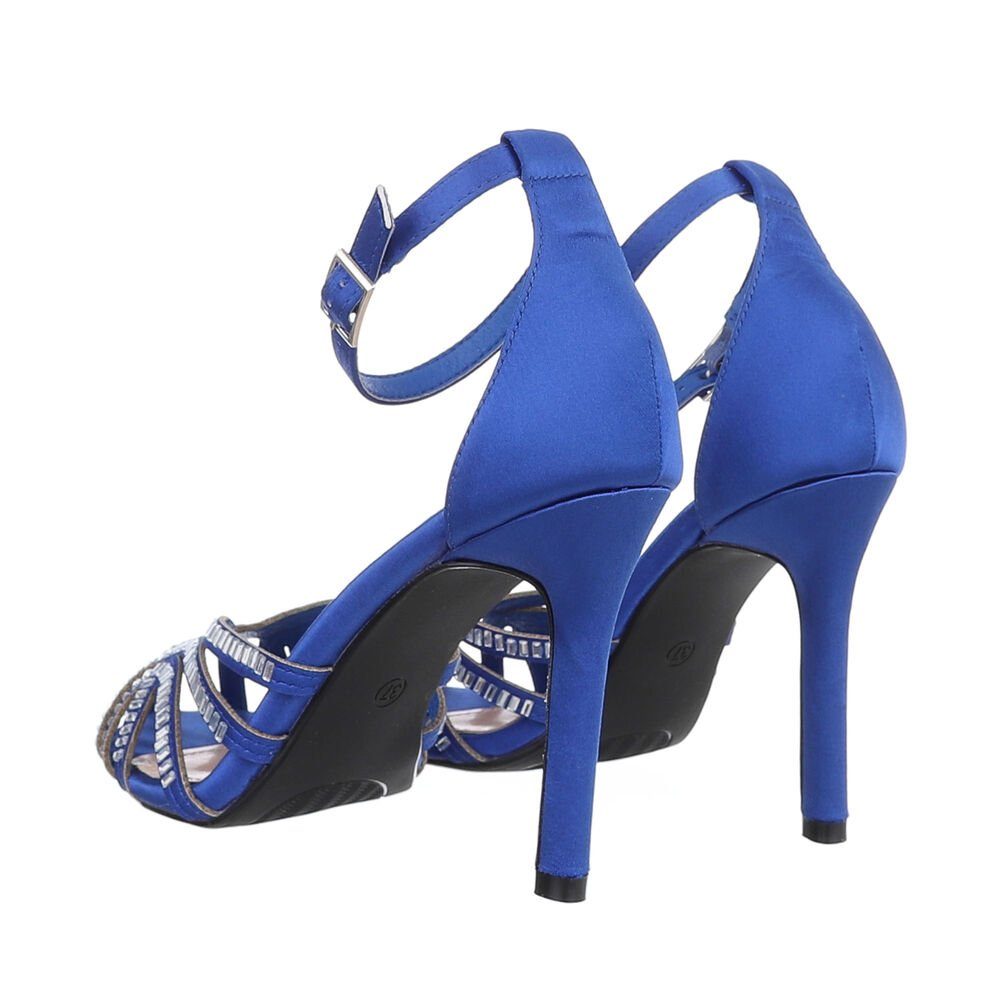 Ital-Design Damen Abendschuhe Party & Clubwear Schnürpumps Pfennig-/Stilettoabsatz Sandalen & Sandaletten in Blau