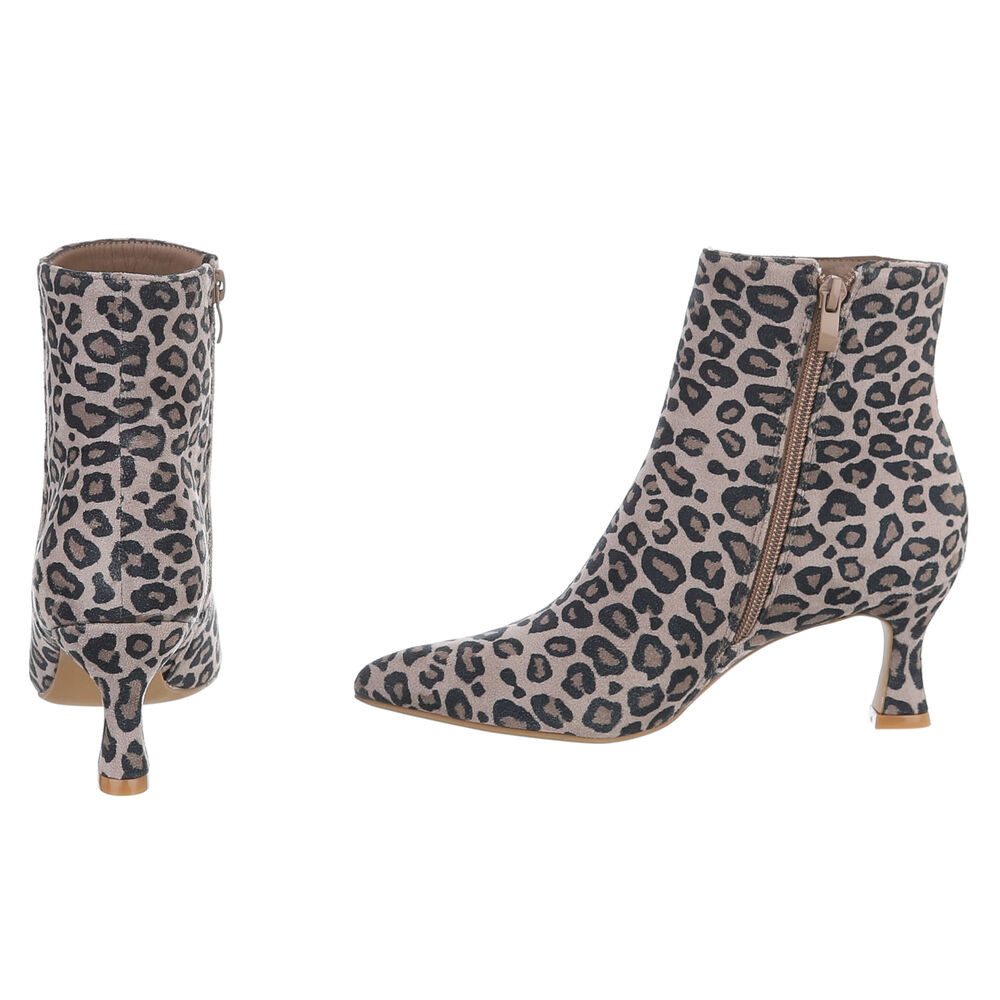 Ital-Design Elegante Stiefelette mit Absatz für Damen - Alltagsschuhe Stiefelette (89852630) Pfennig-/Stilettoabsatz Stiefeletten in Beige – Bild 5 von 5