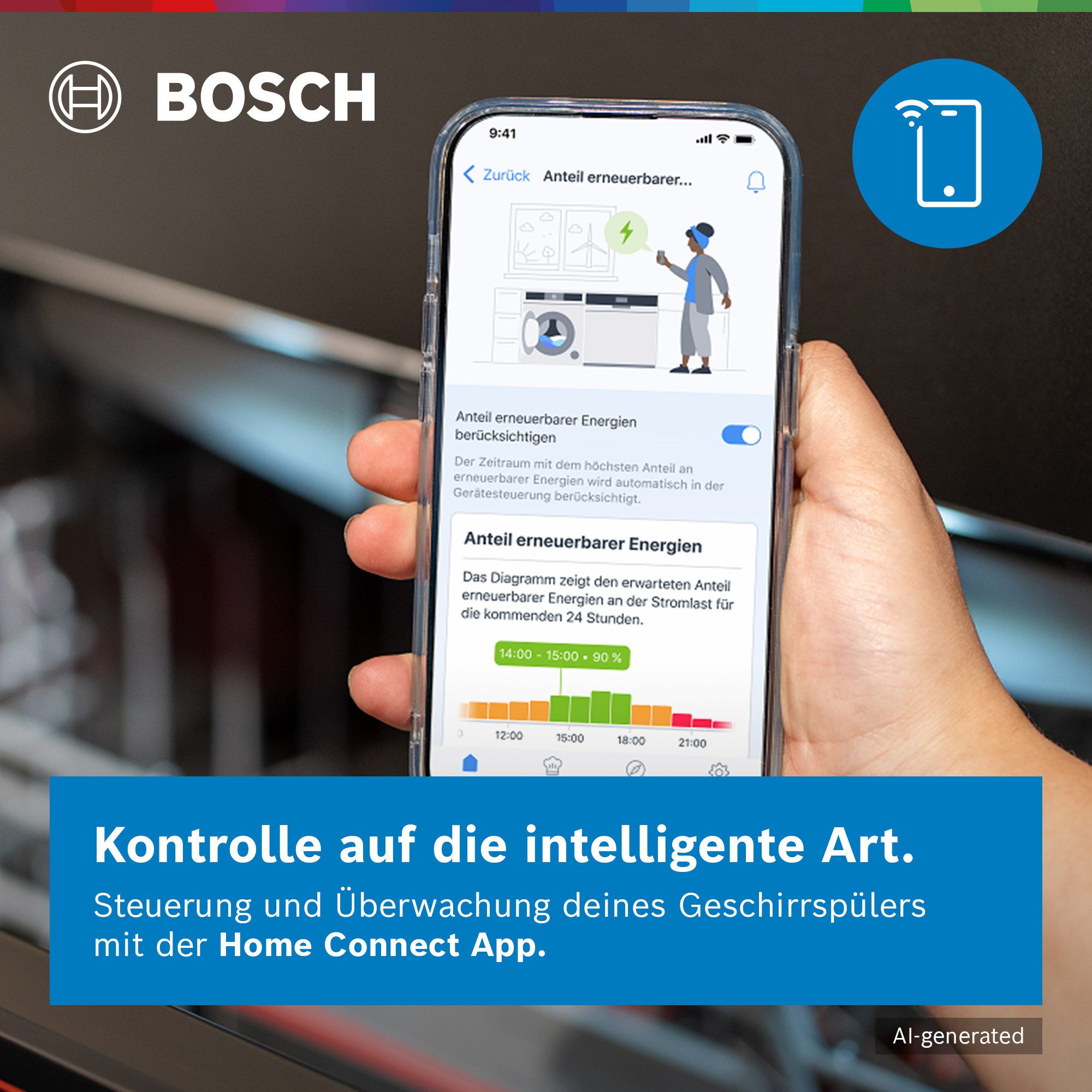 BOSCH Unterbaugeschirrspüler Serie 2 SMU2HVS06E, 14 Maßgedecke, Smarter Smart Start & flexibler, höhenverstellbarer Rackmatic-Korb – Bild 5 von 5