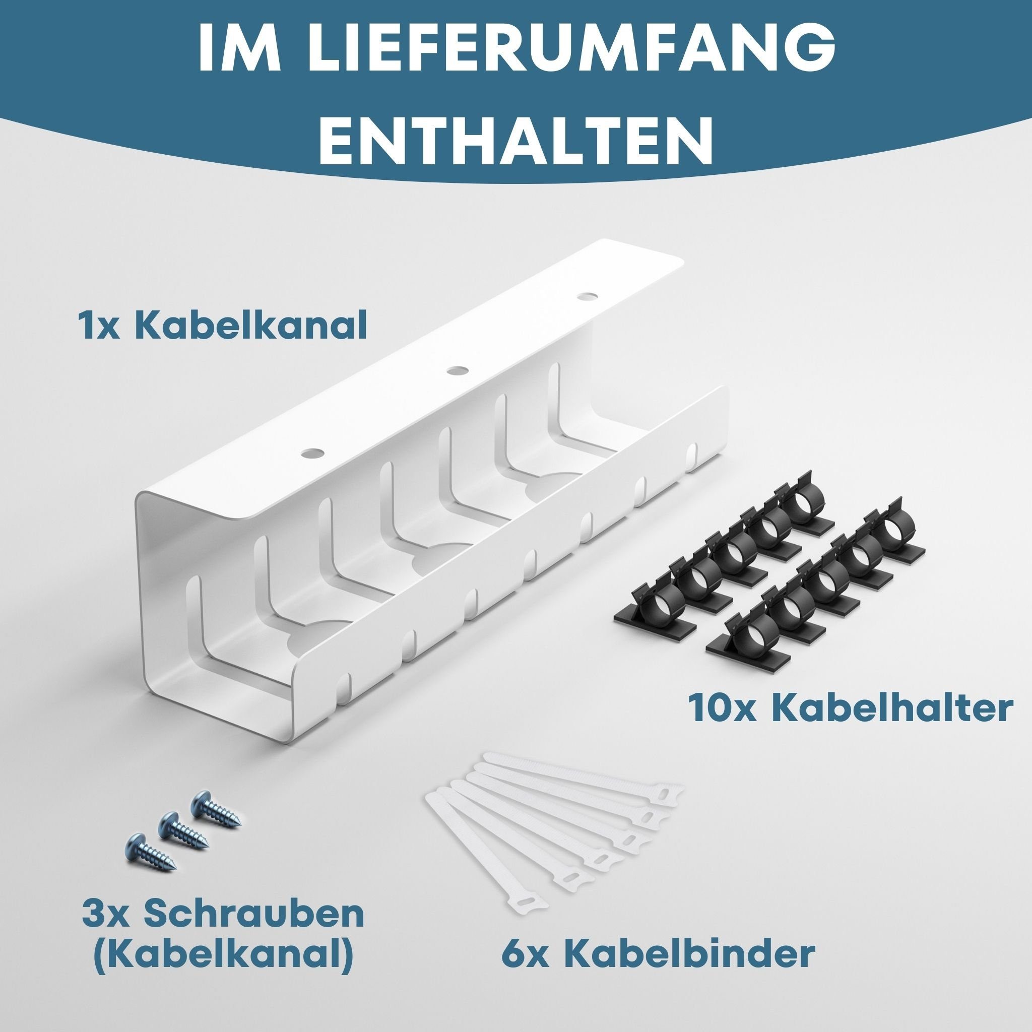Suoumwa TV Kabelkanal Set - 6 Stück 60mm Kabelmanagement Mit Lochsäge