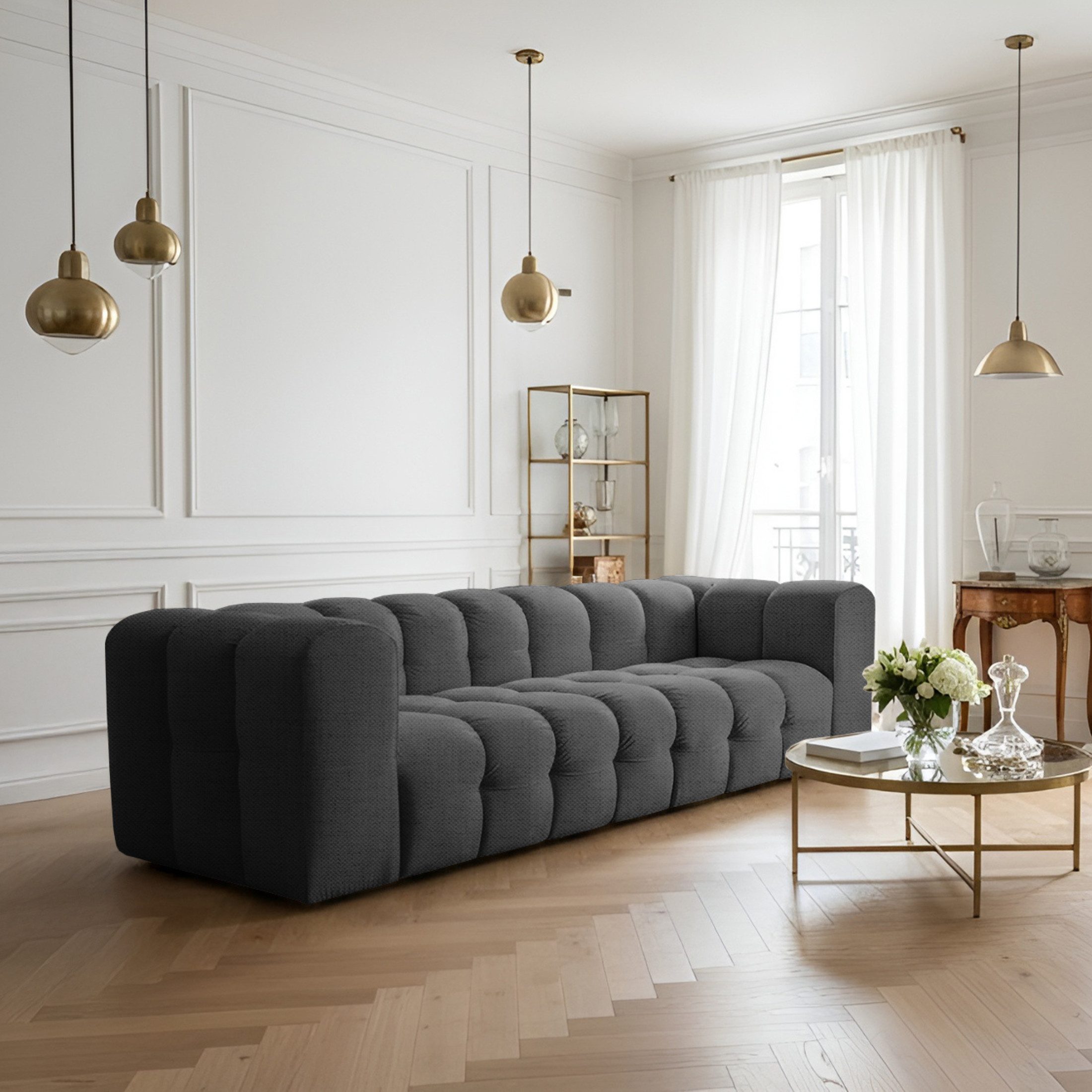 Friderik-EU 4-Sitzer Sofa Baloo, Modernes Design & Komfort für Dein Wohnzimmer, HR-Schaum und stabile Wellenfedern Typ A, Stoff Moly