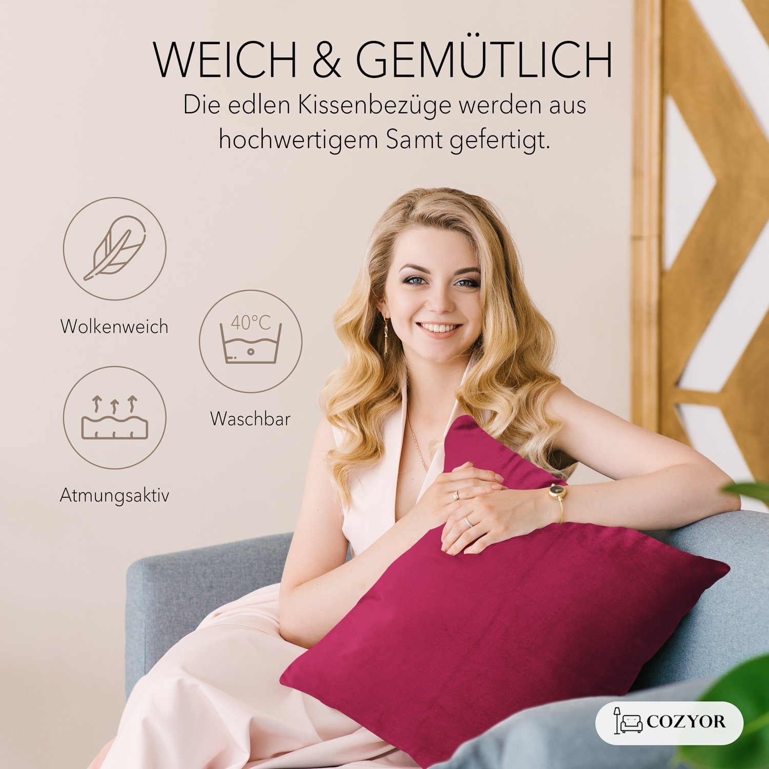 Cozyor Kissenbezug Samt Kissenhülle in diversen Größen & Farben, Sofakissen günstig online kaufen