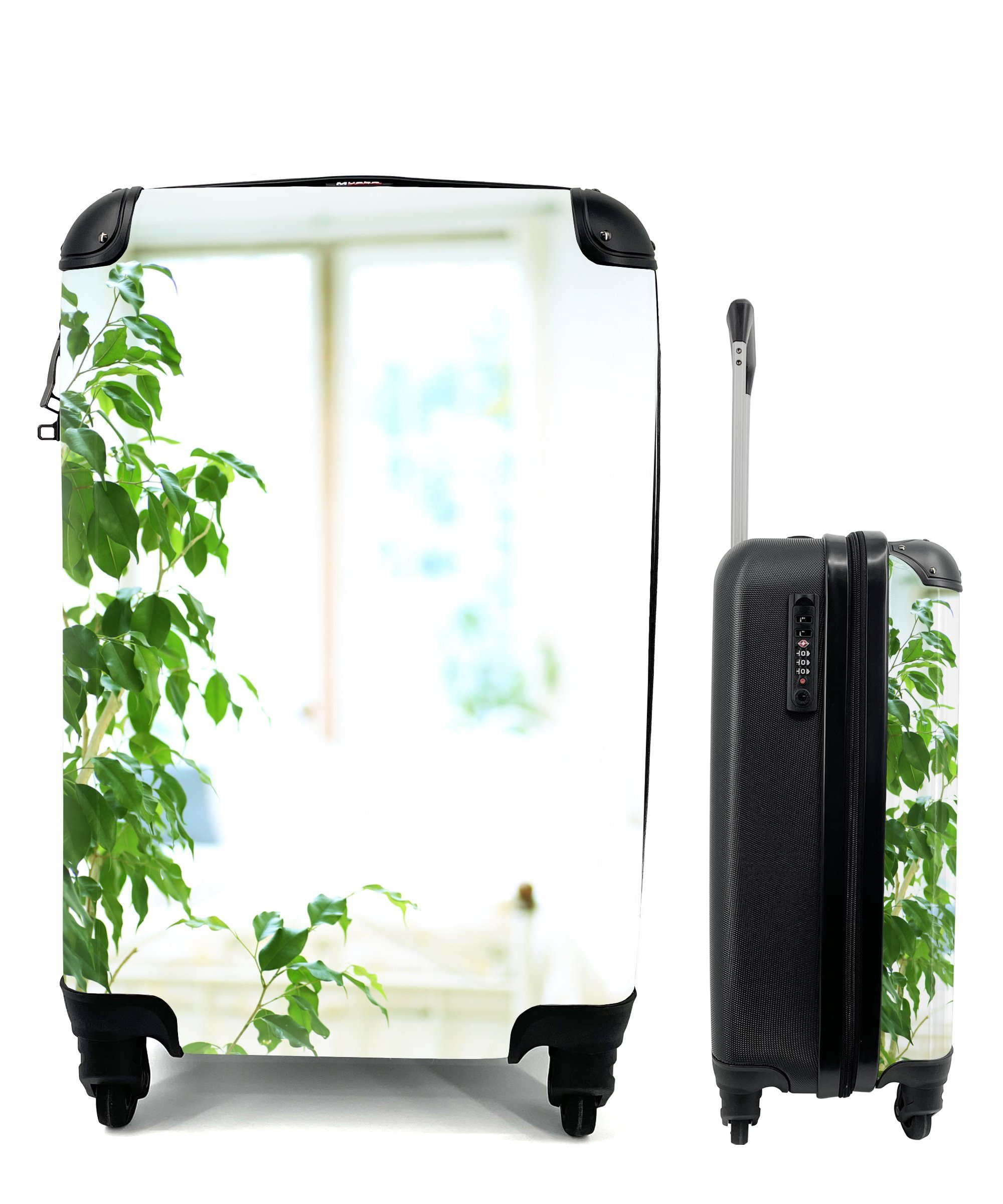 MuchoWow Handgepäckkoffer Pflanze im Haus, 4 Rollen, Reisetasche mit rollen, Handgepäck für Ferien, Trolley, Reisekoffer