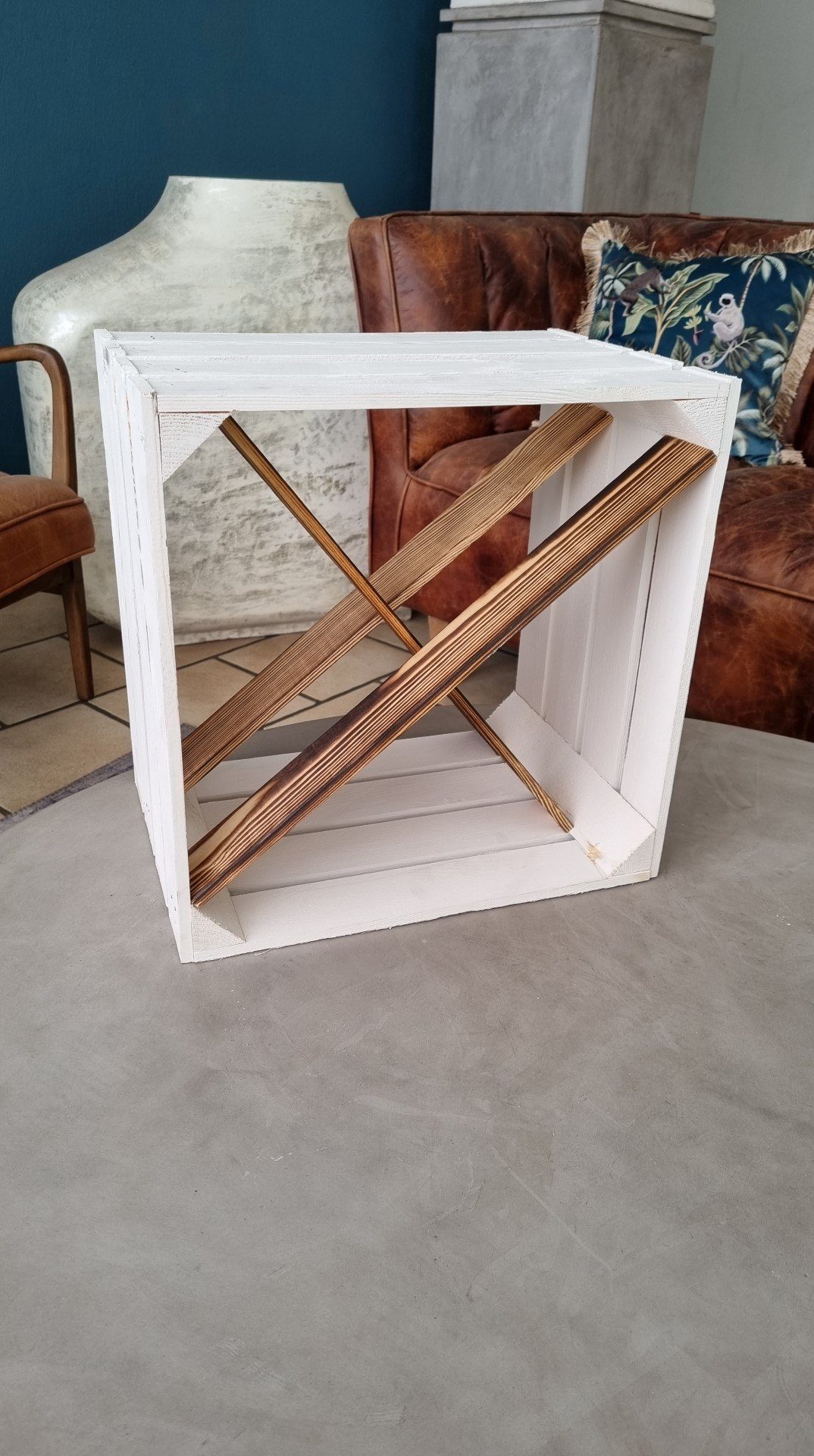 Teramico Weinregal Weinregal Holz Weinkiste 40x30x40cm "16"er Weiß, Weinkiste Obstkiste