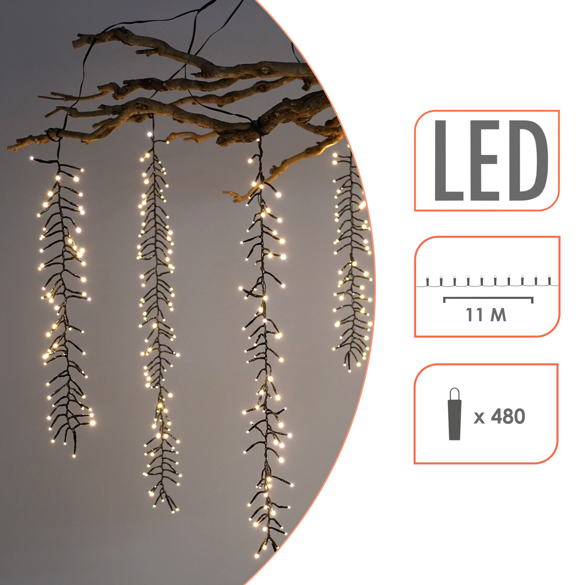 Spetebo Lichterkette Kaskaden Büschel Lichterkette warm weiß mit 6 Strängen günstig online kaufen