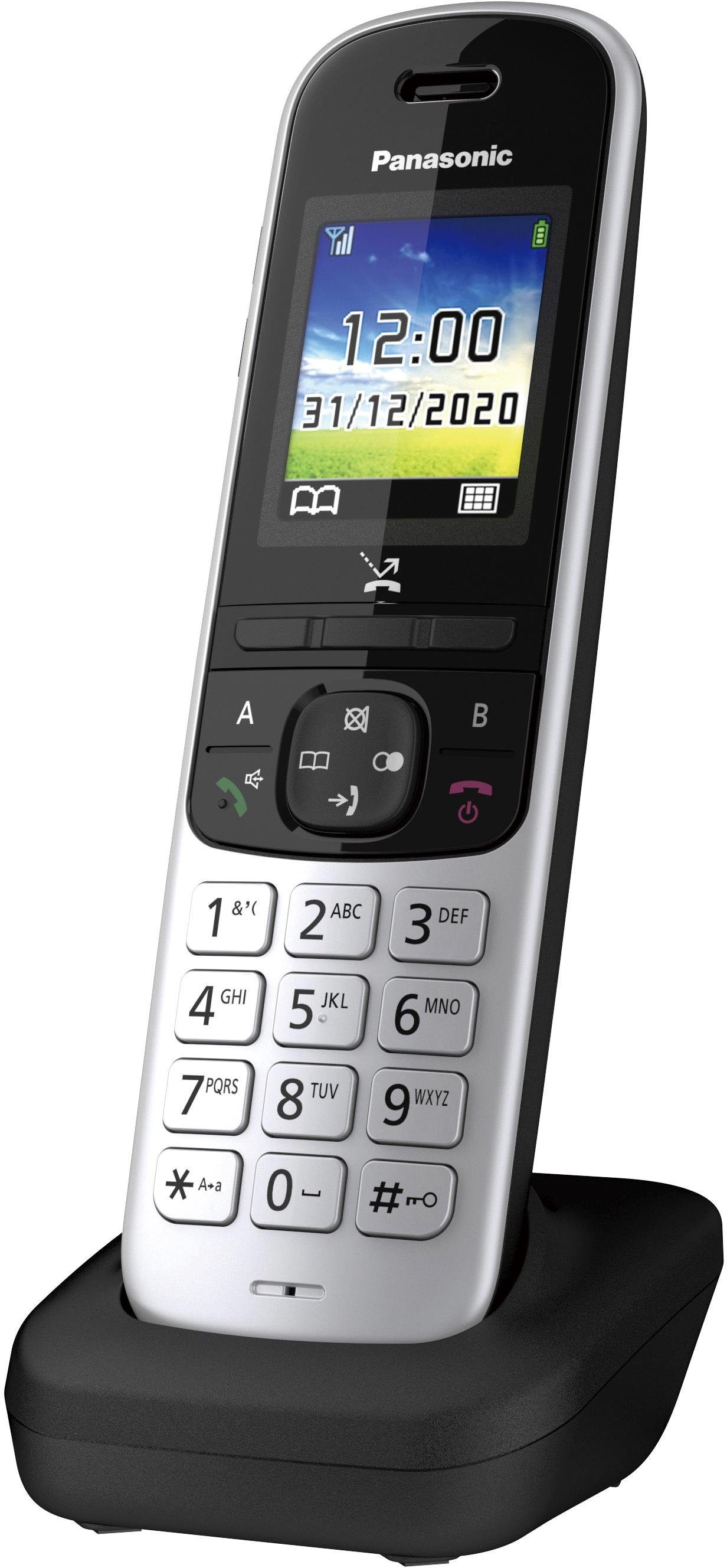 Panasonic 1) schwarz (Mobilteile: Schnurloses DECT-Telefon KX-TGH710