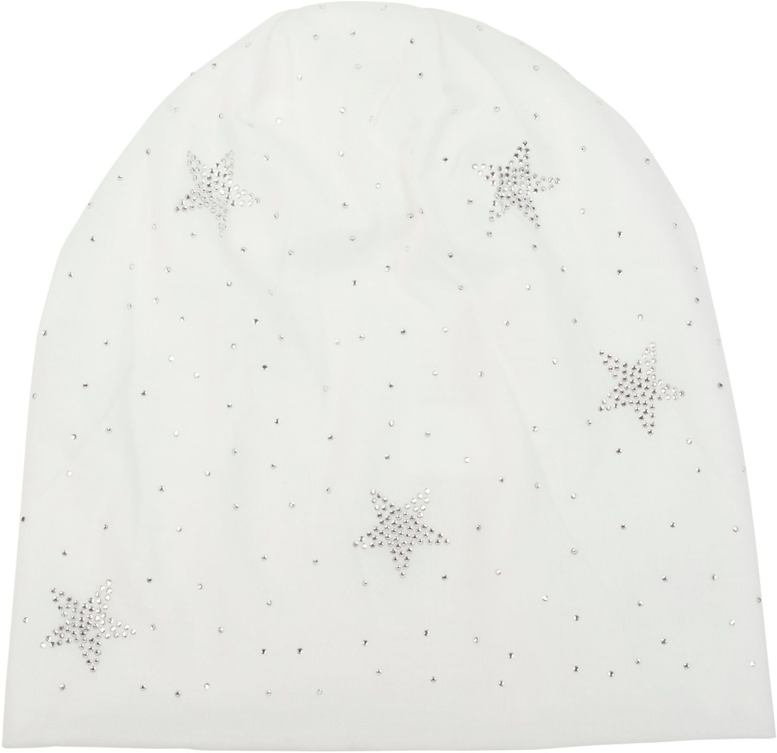 (1-St) mit Sterne Weiß Beanie Beanie styleBREAKER Strass