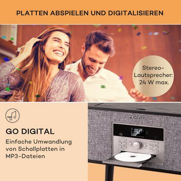 Auna Julie Ann Plattenspieler (Riemenantrieb, Bluetooth;CD, Schallplattenspieler mit Lautsprecher Radio Vinyl Plattenspieler)