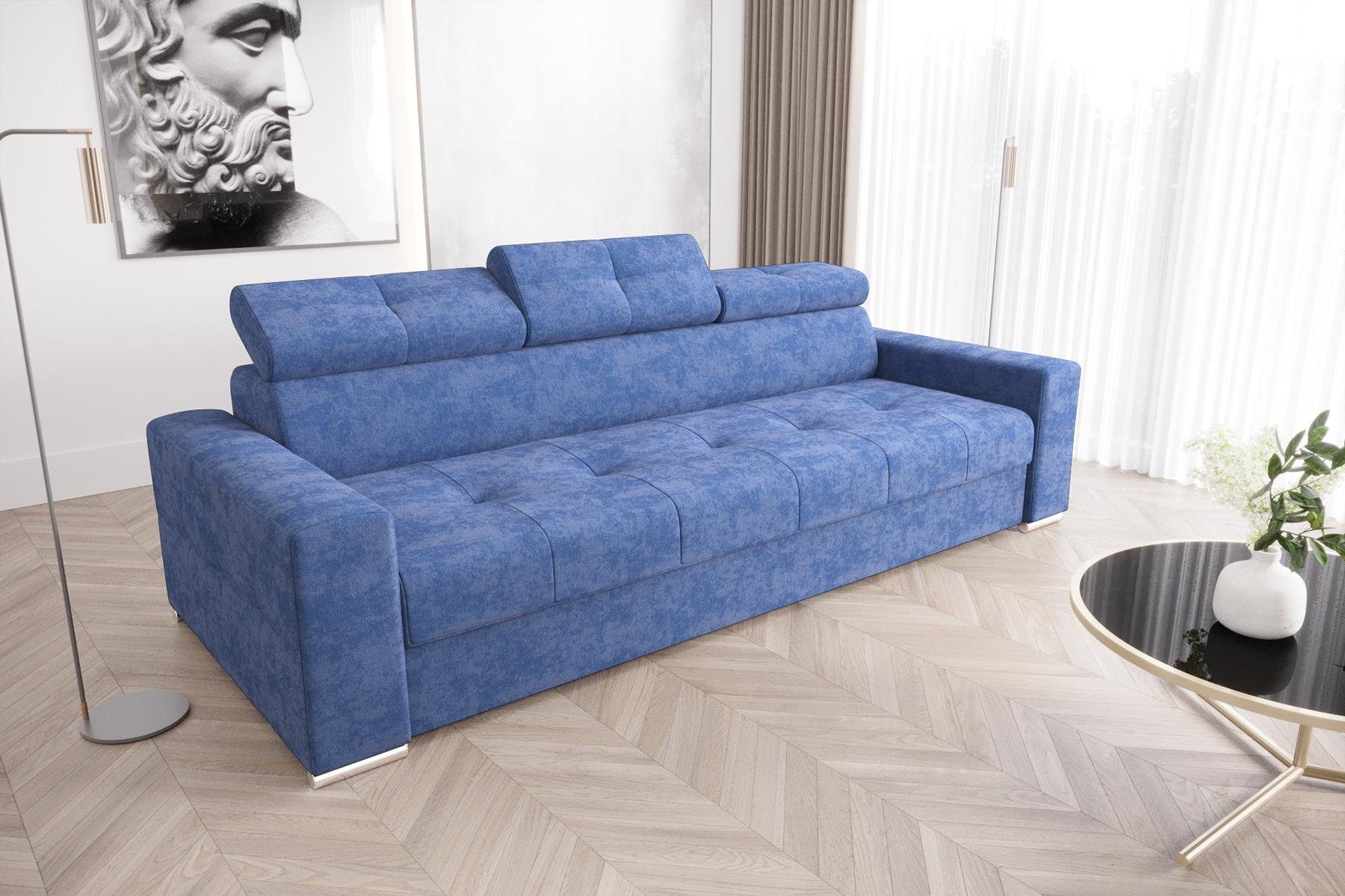 JVmoebel Sofa Moderne Sitz Europe Möbel 3er Weiß Polster in Blau Zimmer Sofas Dreisitzer, Made