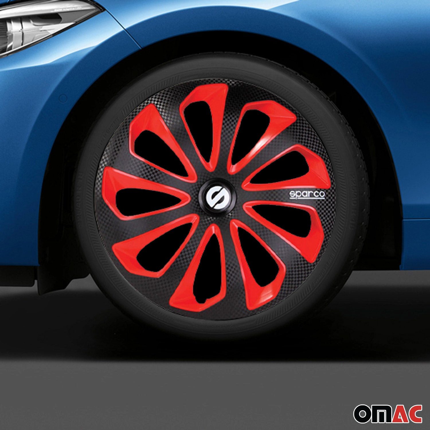 OMAC Radkappen Sparco 14 Zoll Roma Silber Grau 4tlg, (4-St) Einfache Installation, Haltbar
