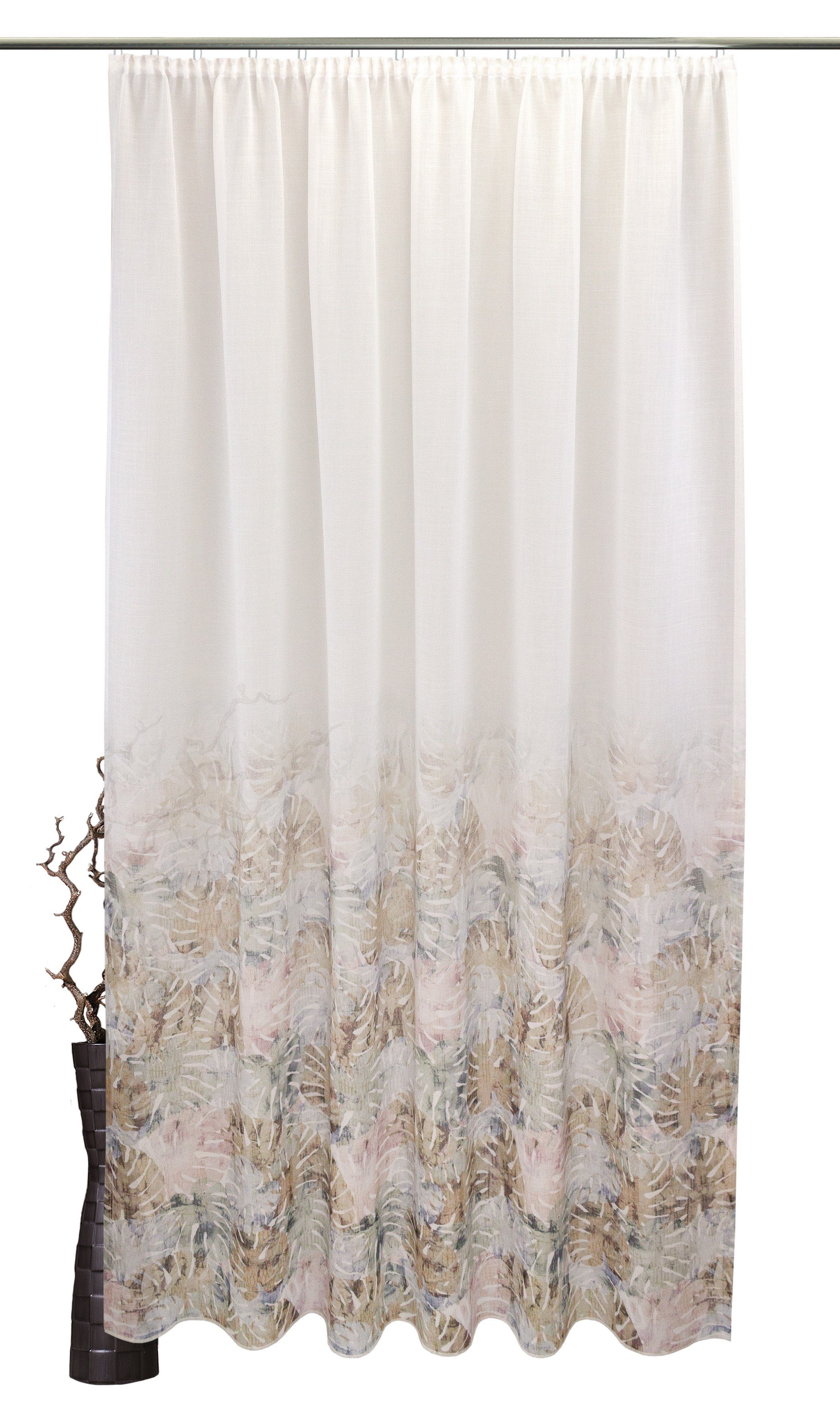 Vorhang Zara, VHG, Kräuselband (1 St), halbtransparent, Digitaldruck, Farbverlauf, Aquarell beige
