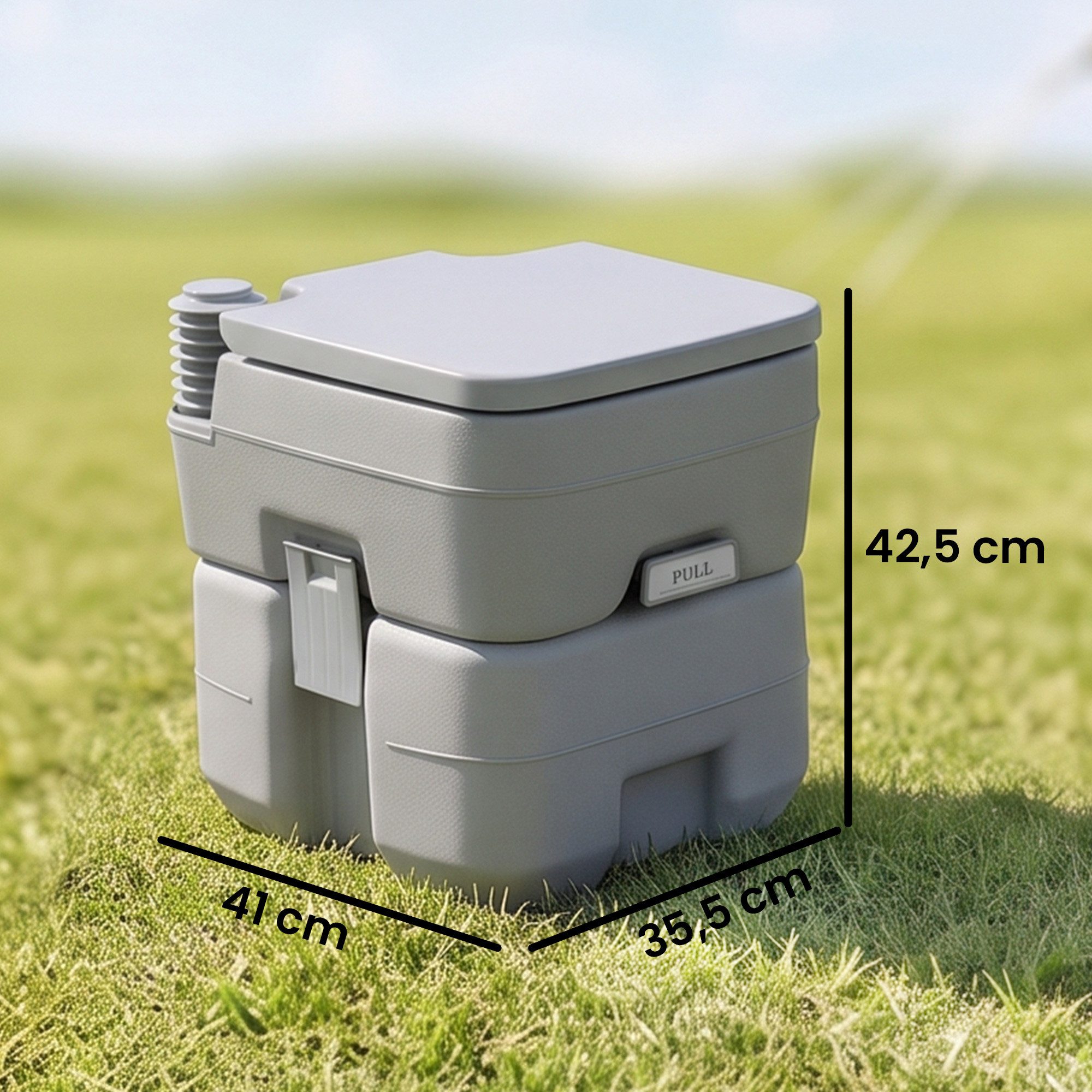 Outsunny Campingtoilette Camping-WC mit Spül- und Abwassertank, Trockentoilette Kunststoff, (Camping WC, 1-St., Mobil-WC), für Camping, Wandern, Reisen, Angeln, Grau