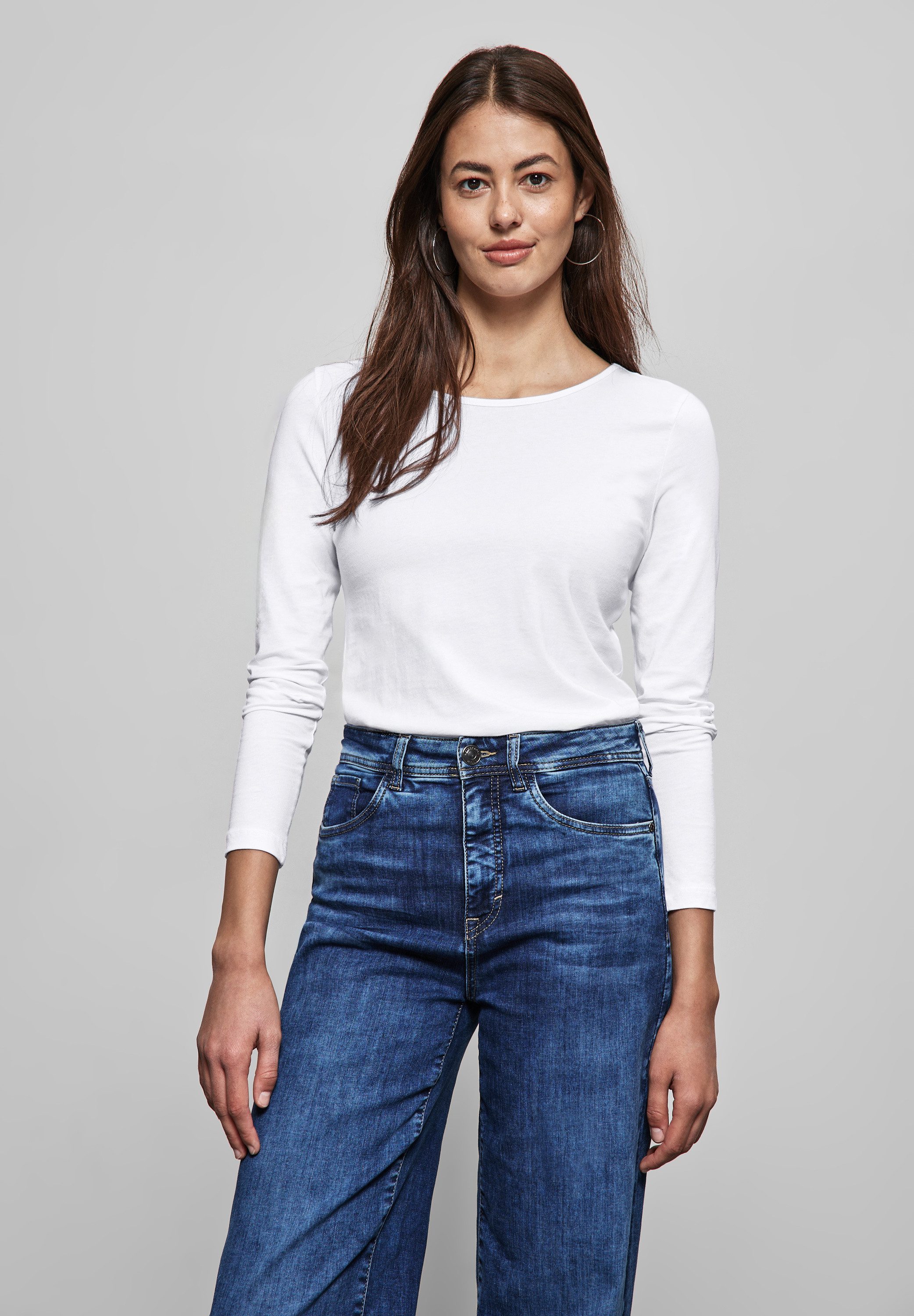 STREET ONE Langarmshirt aus reiner Baumwolle