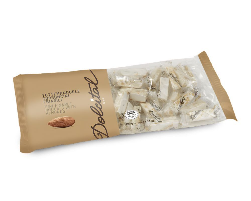 Dolcital Süßigkeit Torroncini mit Mandeln, Crunchy, 400g, weißer Nougat, Dolcital, 400 g, Knackiger, knuspriger weißer Nougat