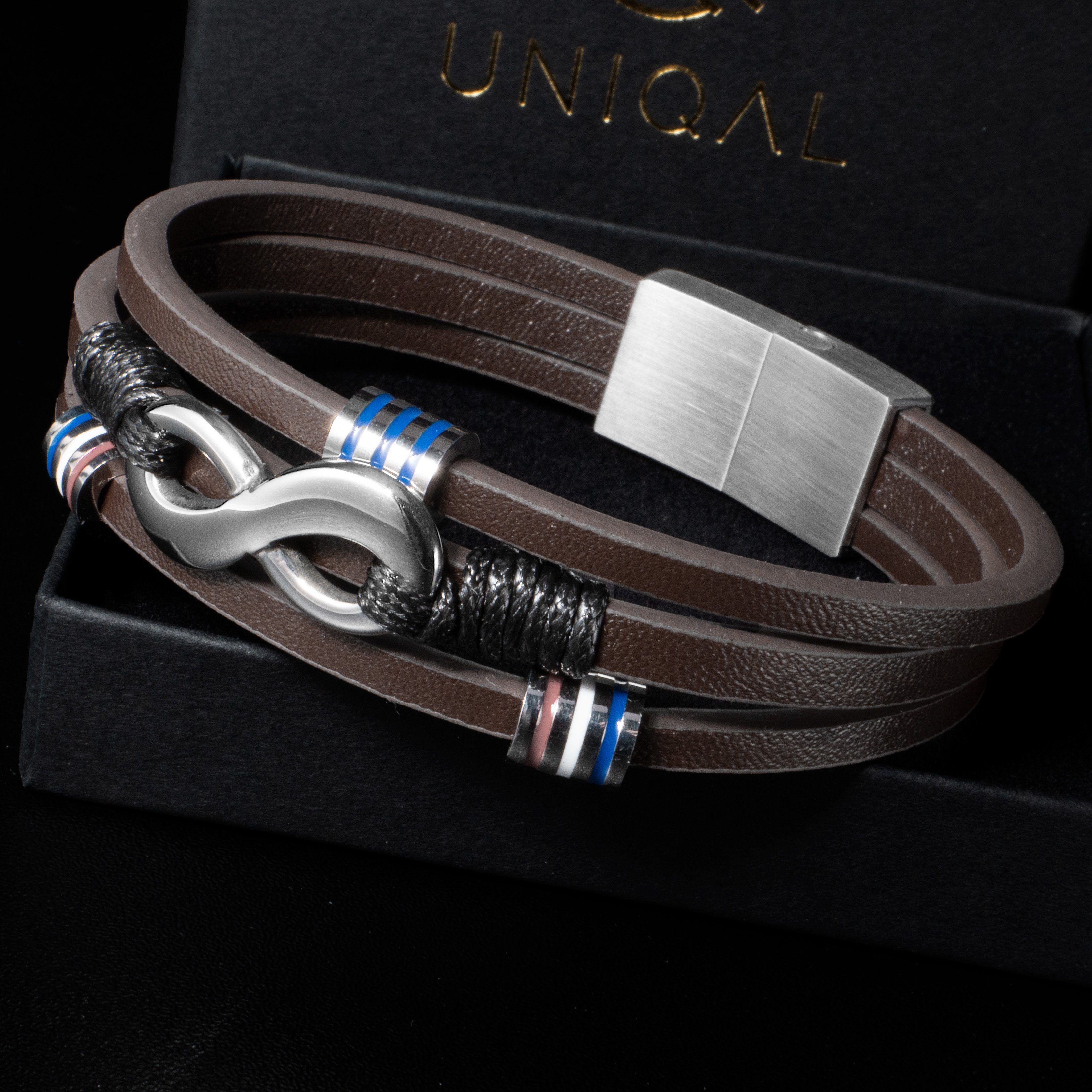 UNIQAL.de Armband Magnetverschluss – Stylische Armbänder mit Verlängerung (Echtes Leder & Edelstahl, – handgefertigt, minimalistisch, Rock Gitarre & Infinity Design), – Unisex Armband als Geschenkidee für Damen & Herren