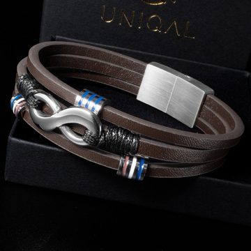 UNIQAL.de Lederarmband Unendlichkeit Leder Armband "EIGHT SILVER" Herren (Unendlichkeitszeichen, Leder, Edelsthal, handgefertigt), Designed in Germany