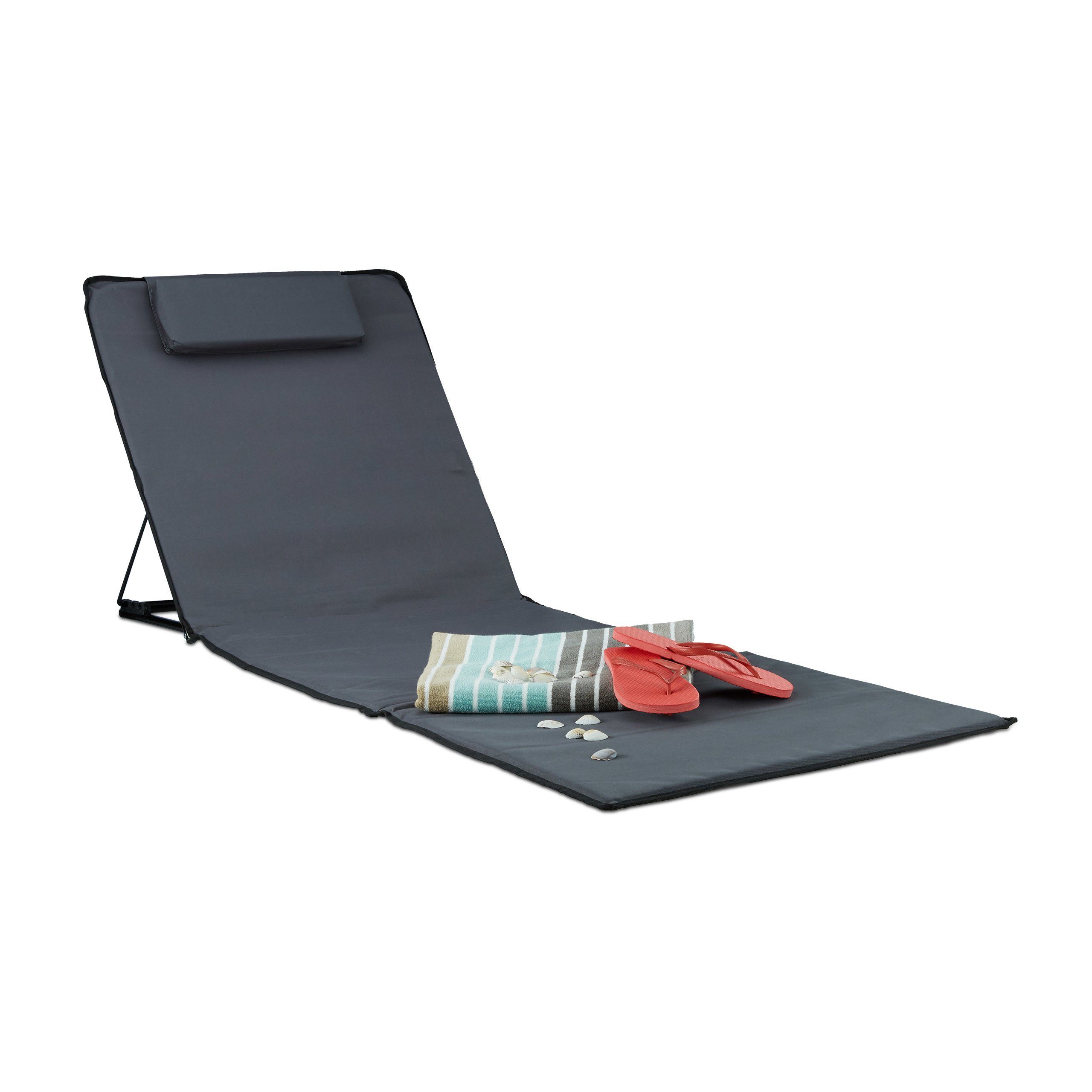 relaxdays Strandtuch Strandmatte XXL mit Kopfkissen, günstig online kaufen