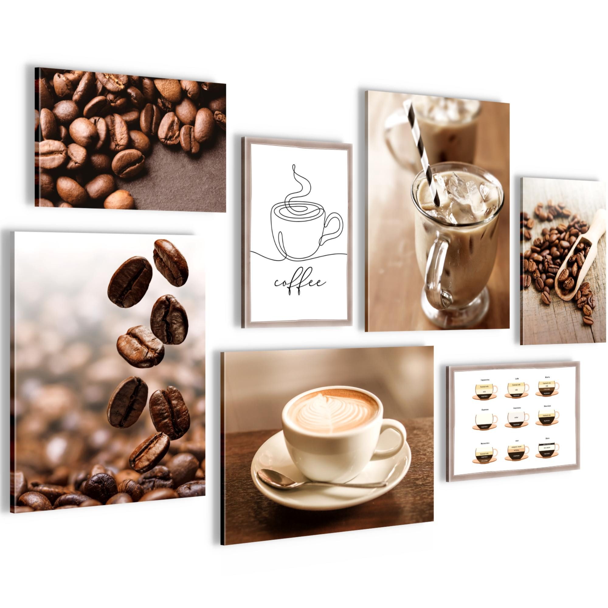 Novart Wandbild Wandbilder Küche Kaffee - AUFHÄNGFERTIG - Küchenbilder Obst 100x70 cm, Braun