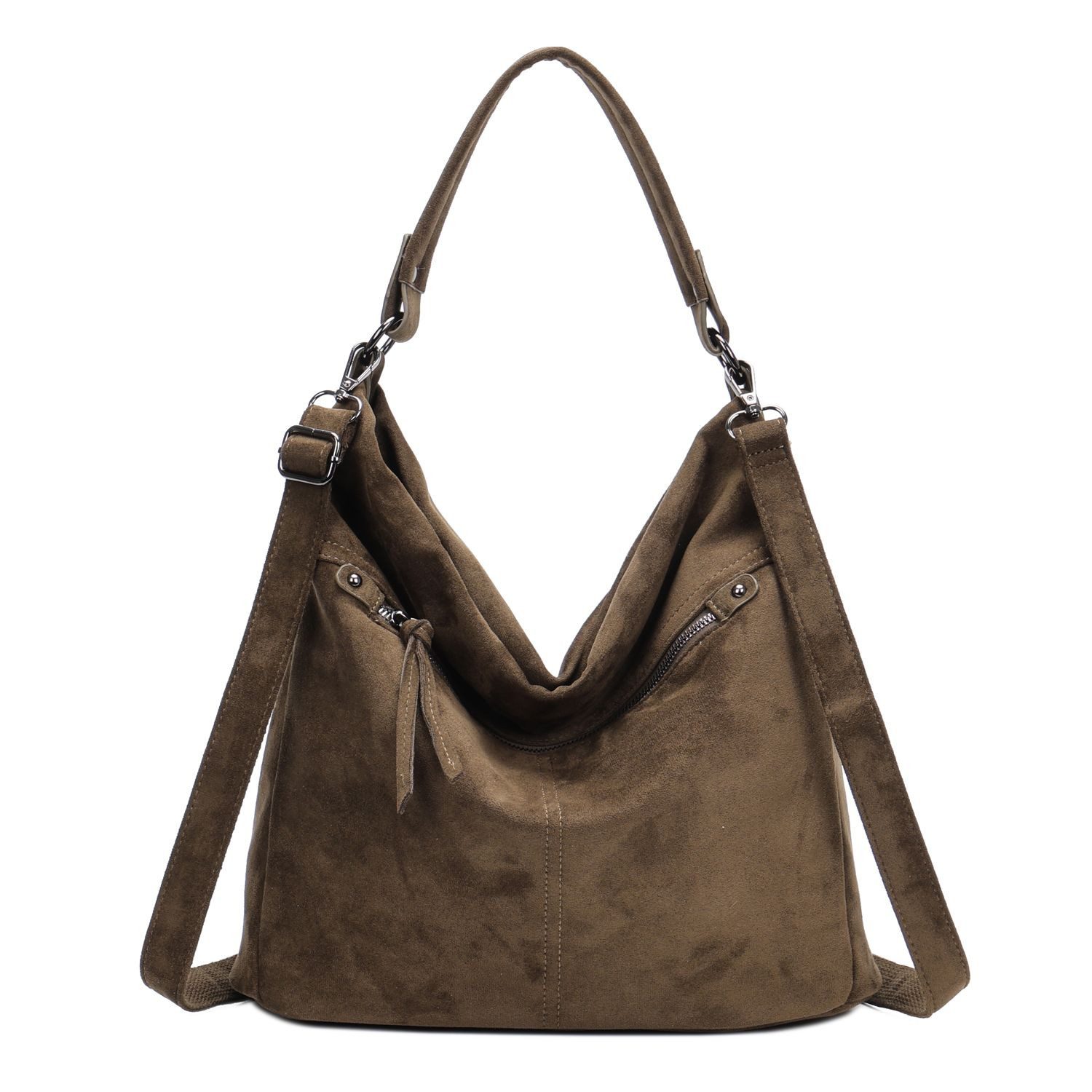 Schultertasche Damen Tasche Samt Shopper Hobo-Bag Umhängetasche Wildleder-Optik Reise