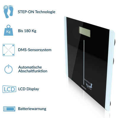 Deuba Personenwaage, mit DMS-Sensorsystem Körperwaage Waage Körperwaage LCD Display