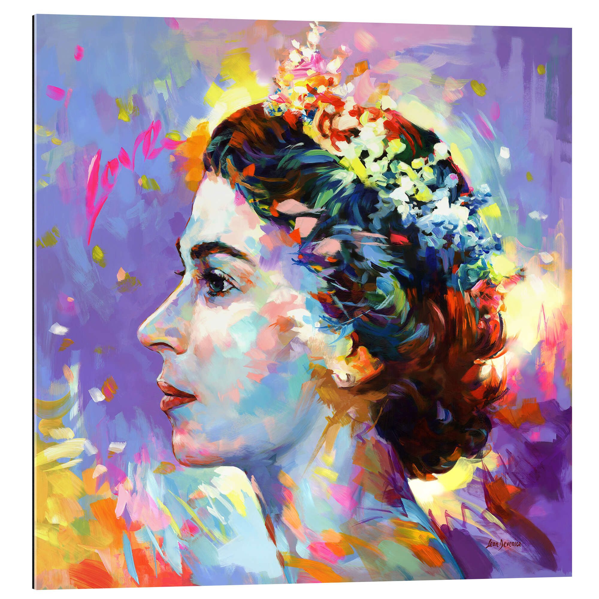 Posterlounge XXL-Wandbild Leon Devenice, Queen Elizabeth II, Illustration