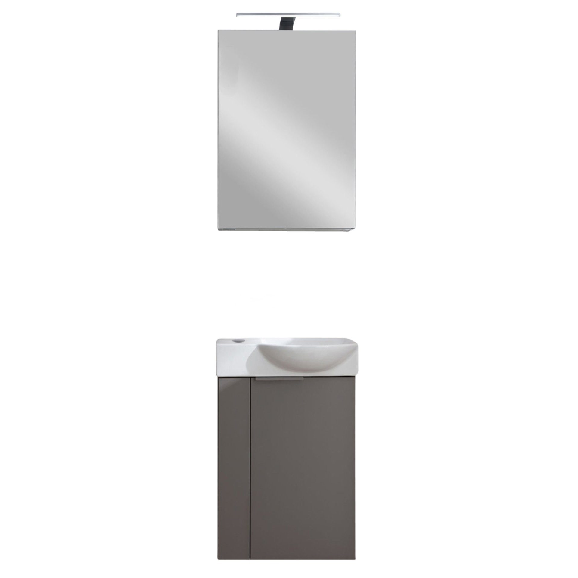 Badmöbel-Set Gäste-WC Waschtisch Set, Spiegelschrank, Waschbeckenunterschrank