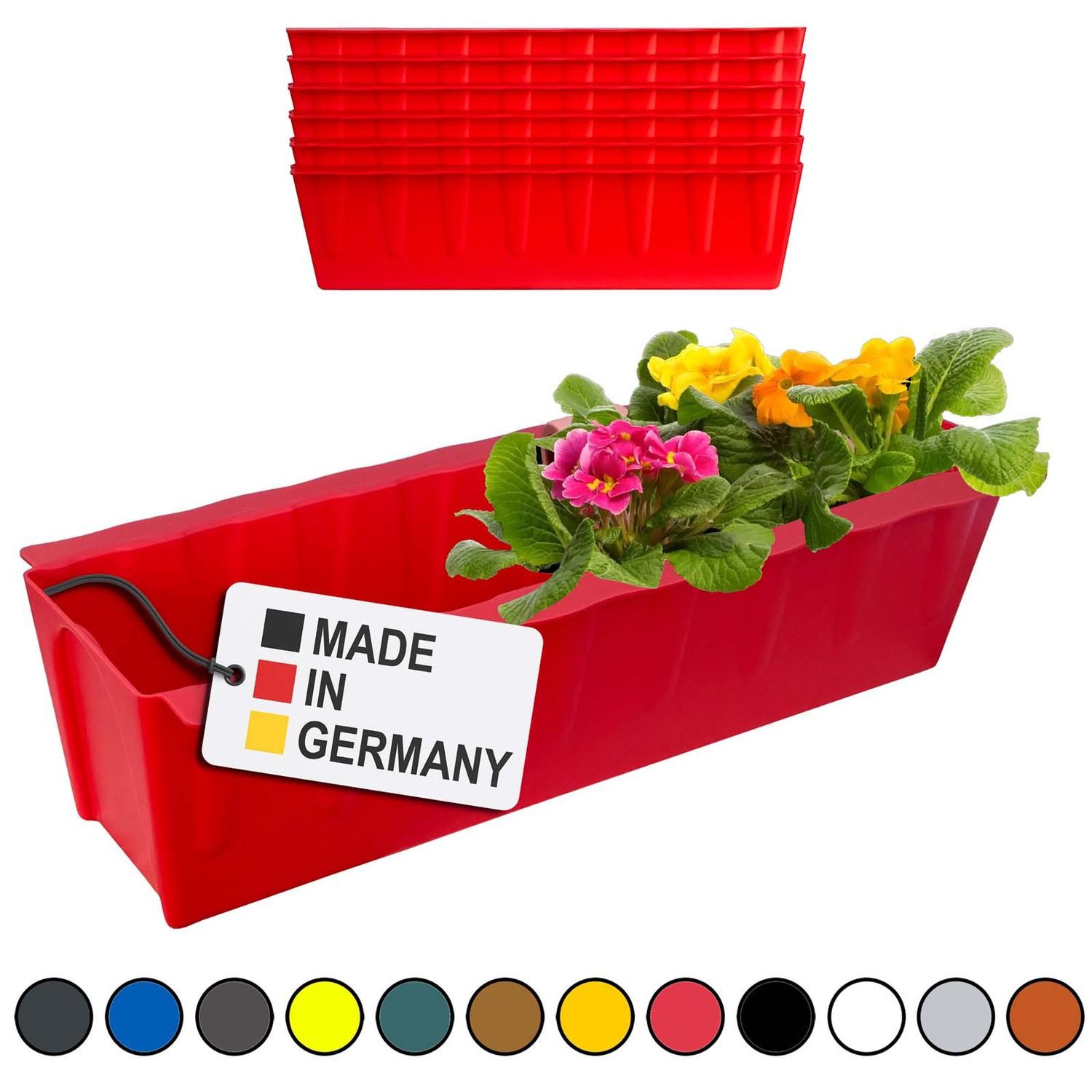 BURI Blumenkasten Blumenkasten Europaletten 6er-Set Rot Pflanzkasten Balkonkasten