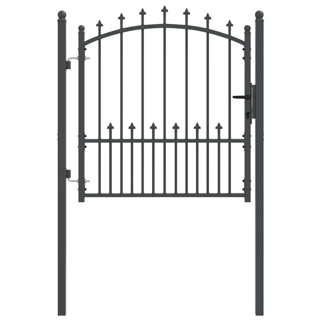vidaXL Gartentor Zauntor mit Spitzen Grau 100 x 100 cm Pulverbeschichteter Stahl