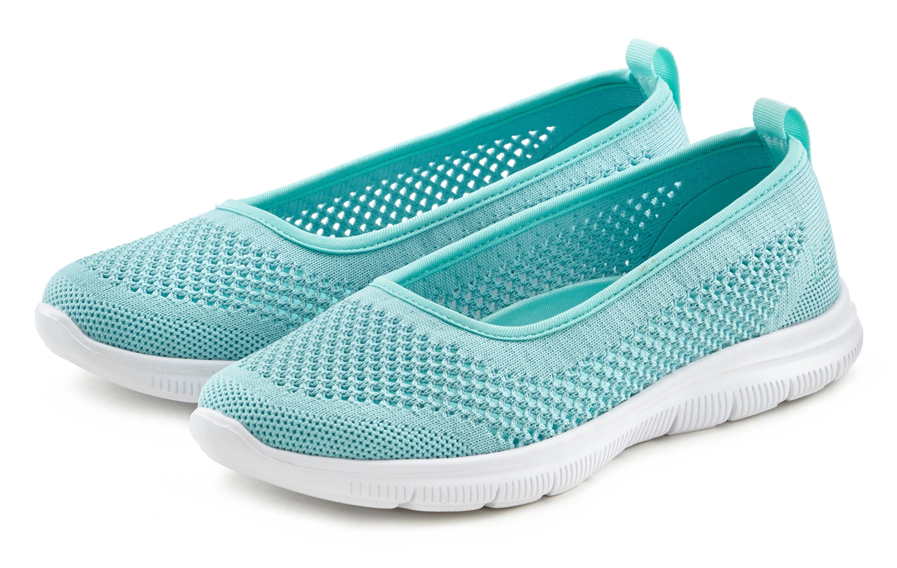 LASCANA ultraleichter Slipper, Slip-On-Sneaker Sneaker Ballerinas Freizeitschuh aus Mesh, weicher Innensohle VEGAN