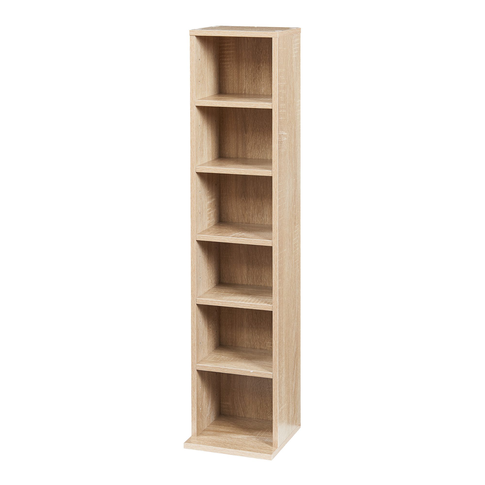 en.casa CD-Regal, »Tynset« 90x20x20 cm Standregal mit 6 Fächern Sonoma-Eich günstig online kaufen