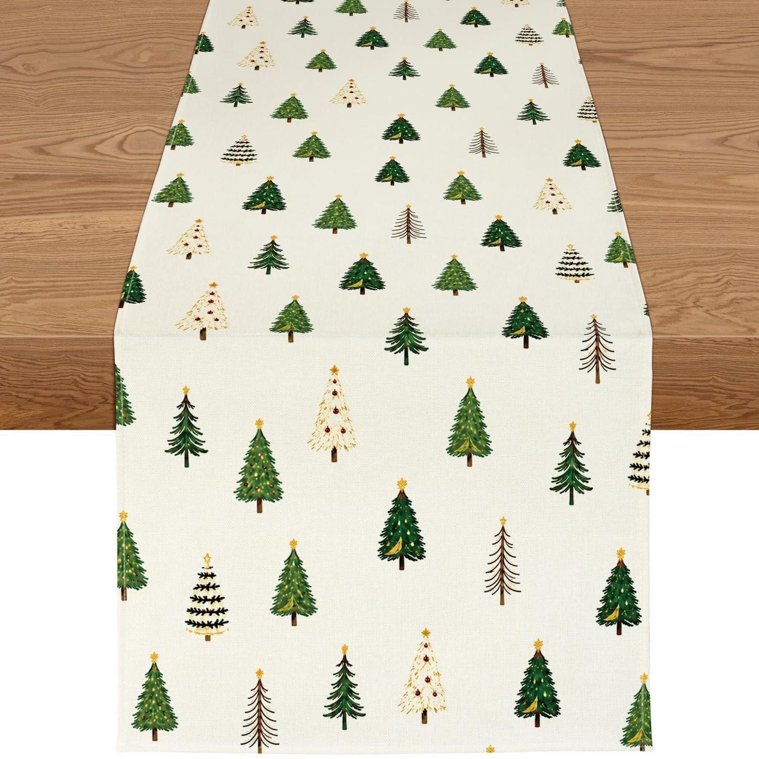 LuxusKollektion Tischläufer Tischläufer Weihnachten 40x180 Grün Tannenbaum (1-tlg)