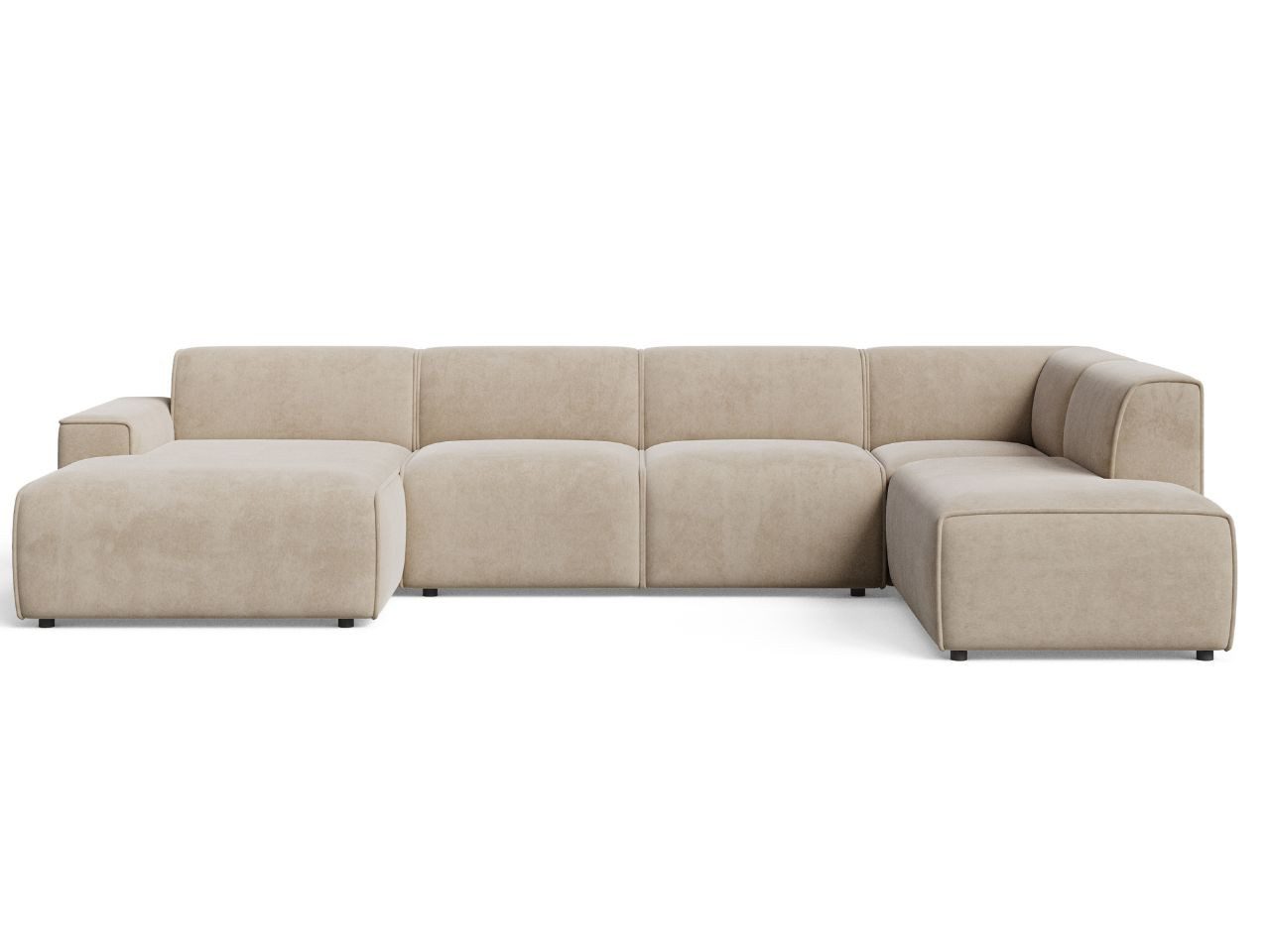 GrainGold Ecksofa U-Form Belluno, Set, Wellenfedern, Freistehendes, T30-Schaum, Modern Stil