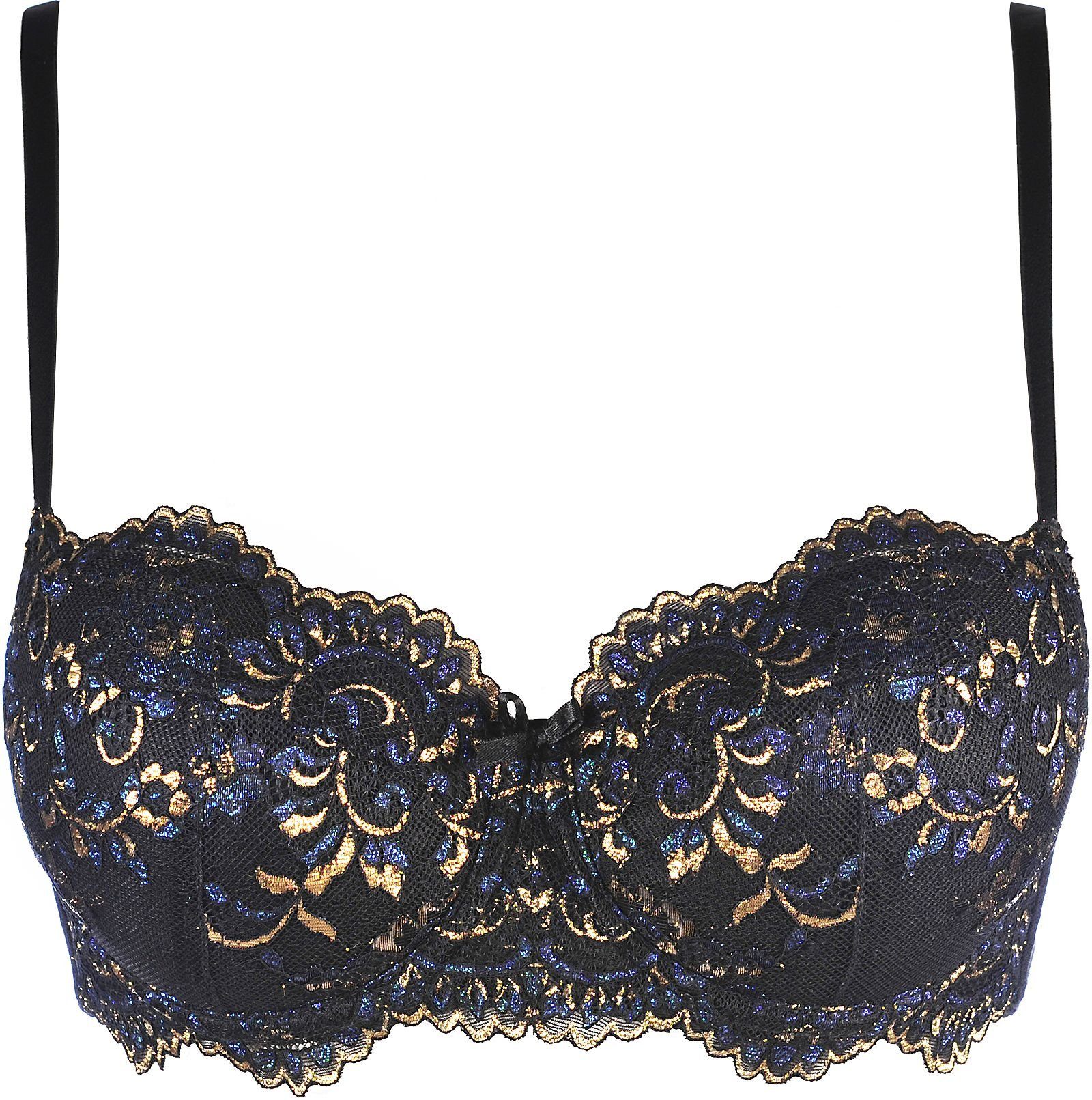 Axami Push-up-BH Push-Up BH schwarz mit Muster in blau-gold mit (einzeln, 1-tlg)