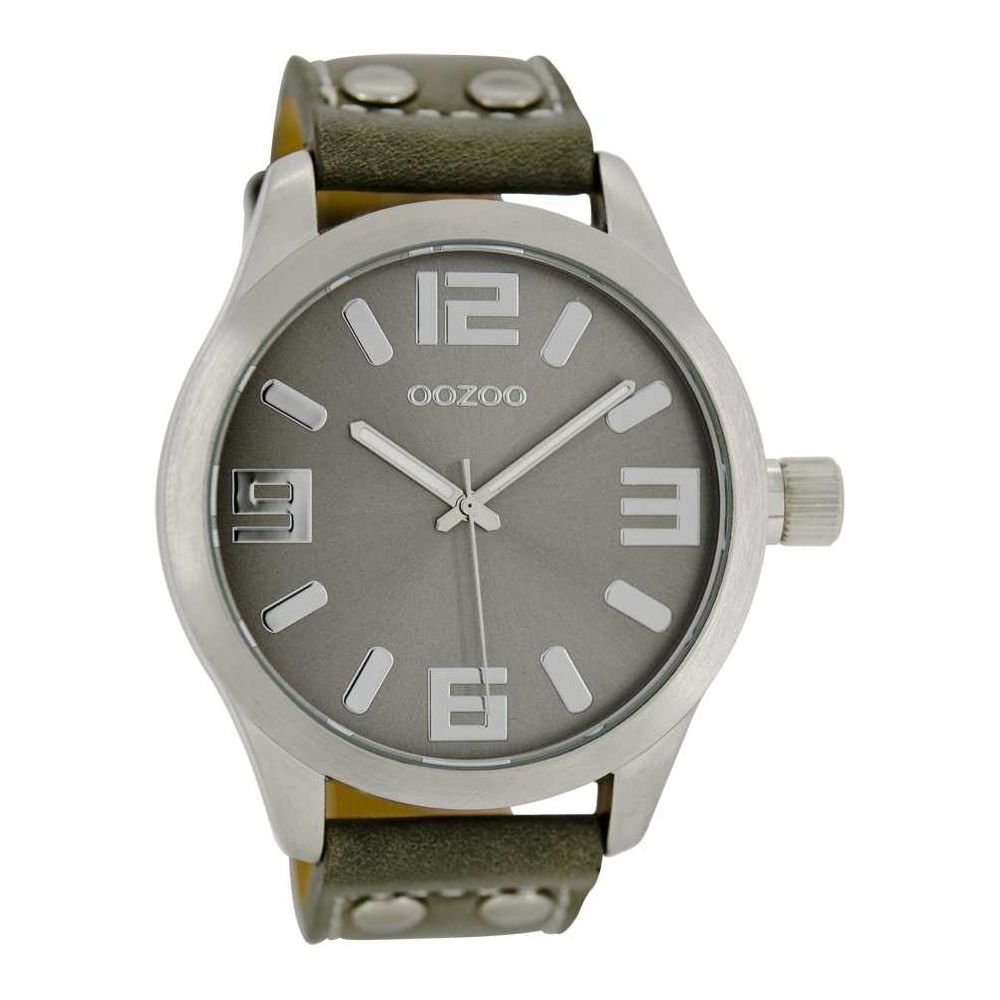 Line mm Quarzuhr grau Lederband Armbanduhr OOZOO C1057 47 Nieten Basic mit