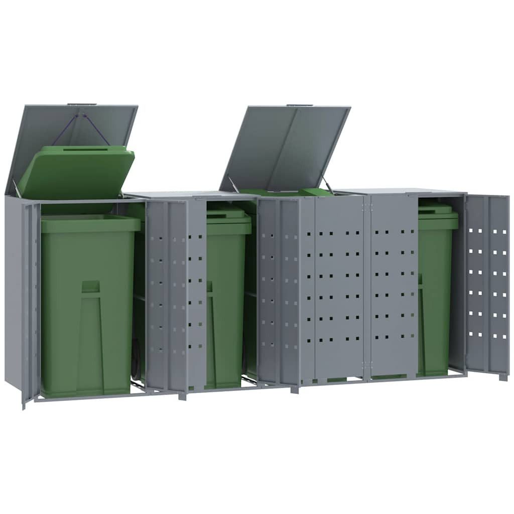 vidaXL Mülltonnenbox Mülltonnenbox für 4 Tonnen Grau 276x79x117 cm Stahl