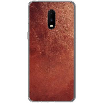 MuchoWow Handyhülle Leder - Lederoptik - Braun - Hell, Phone Case, Handyhülle OnePlus 7, Silikon, Schutzhülle