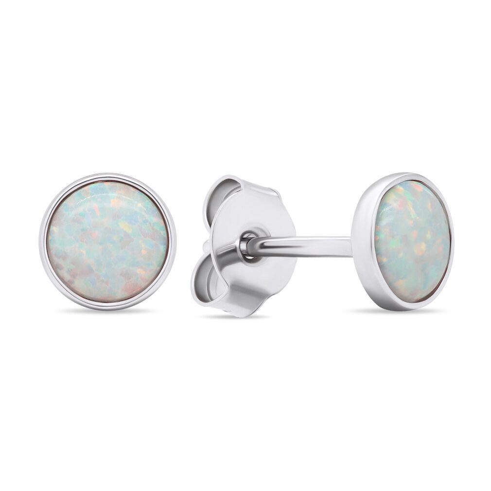 Brilio Silver Ohrring-Set Charming silver stud earrings with synthetic opal günstig online kaufen