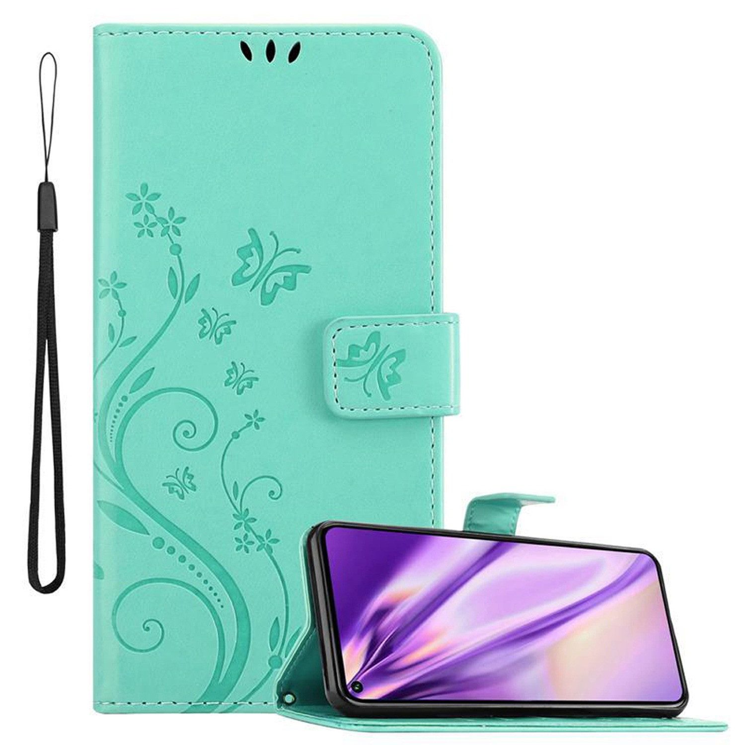 Cadorabo Handyhülle für Honor 20 PRO Hülle Honor 20 PRO, Hülle Schutzhülle Blumen Flower mit Standfunktion Kartenfach Magnet