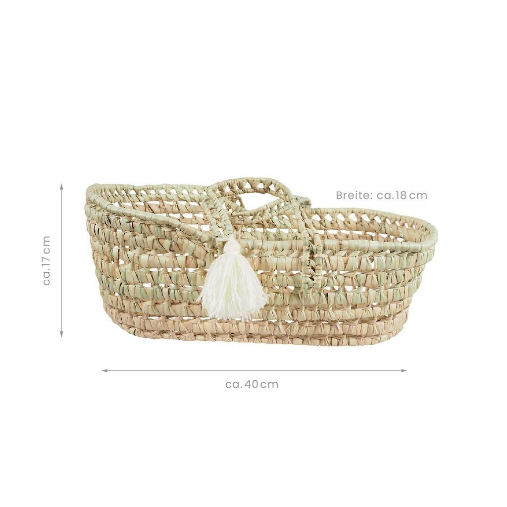 kikadu Aufbewahrungskorb Großer Puppenkorb, aus handgefertigten Palmblättern