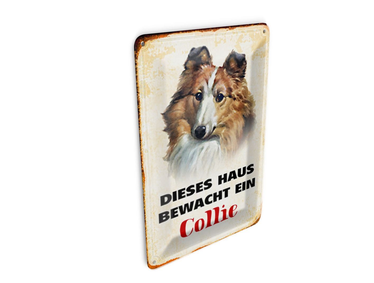 Femer GmbH Postkarte Hund 10x14 cm dieses Haus bewacht ein Collie, unfrankiert