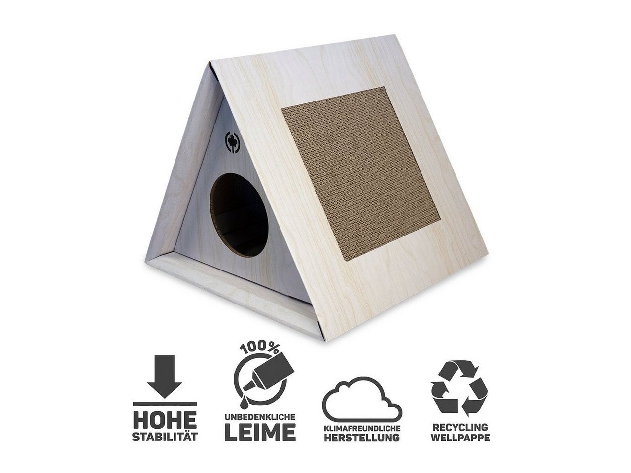 Thumbnail - Canadian Cat Company Kratzpappe Triangle House - hellgrau, (Kratzmöbel &, 1-tlg., Höhle für Katzen), optionale Kratzfläc...