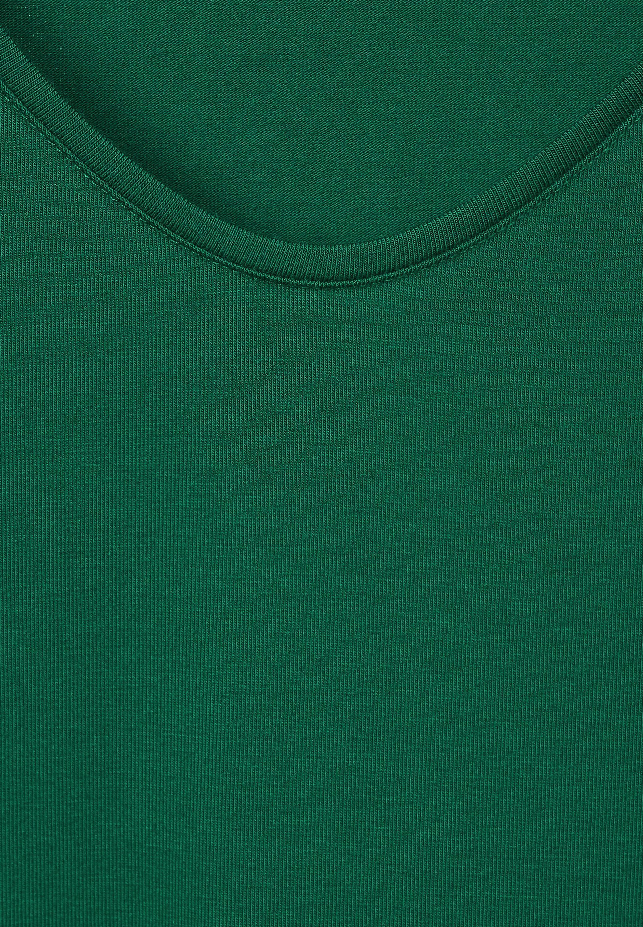 Langarmshirt abgerundetem V-Ausschnitt mit green gentle STREET ONE