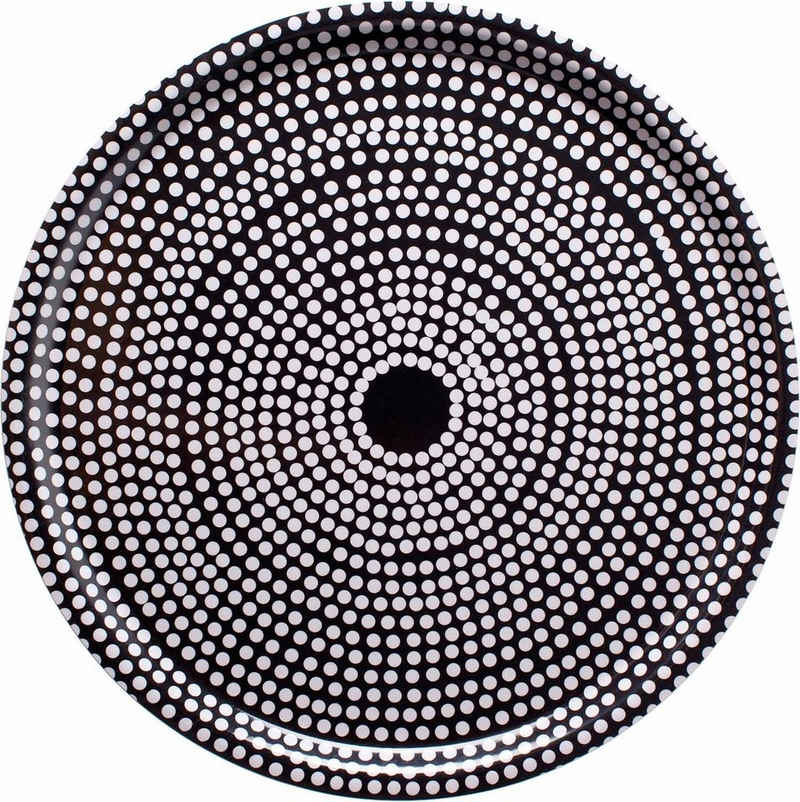 Marimekko Tablett Fokus Ø 46 cm schwarz, weiß Holz (beschichtet)