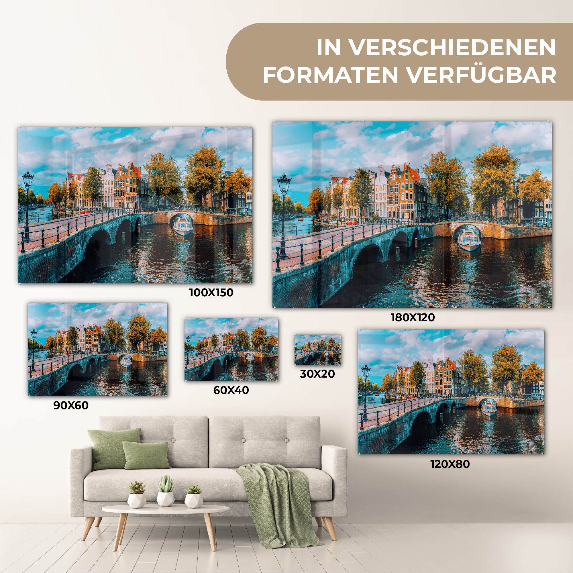 St), Acrylglasbild (1 Gracht, Schlafzimmer & Amsterdam MuchoWow Wohnzimmer Panorama - - Acrylglasbilder