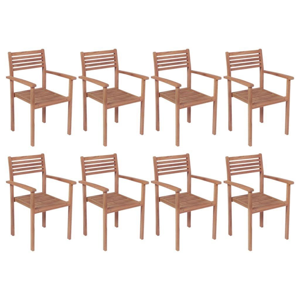 furnicato Gartenstuhl Stapelbare Gartenstühle 8 Stk. Massivholz Teak | Stühle